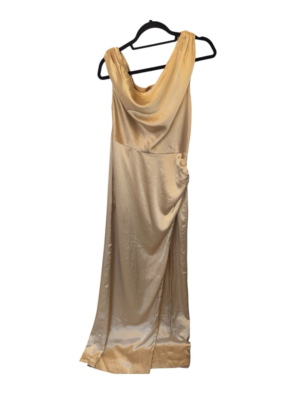 Show Me Your MuMu One-Shoulder Josie Satin Gown in Champagne Gold - Picture 6 of 13